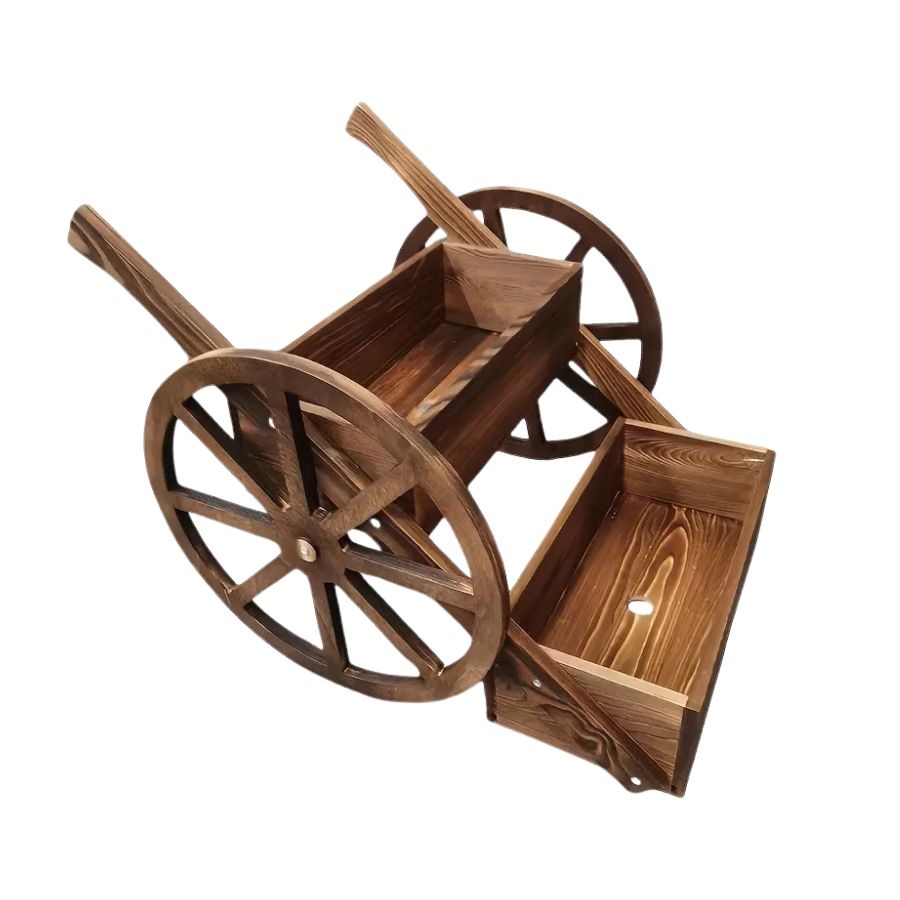 Chariot à Fleurs Rustique en Bois